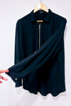 Blouse noire fluide avec zip or (l)