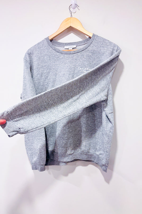 Chandail crewneck gris ''cocooning lover'' (l)-Daily Story-La Penderie du Paradis 🕊