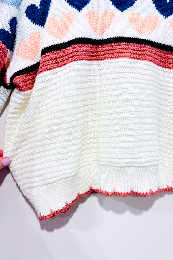 Chandail court rose et bleu en tricot avec coeurs (xl)-Ardene-La Penderie du Paradis 🕊