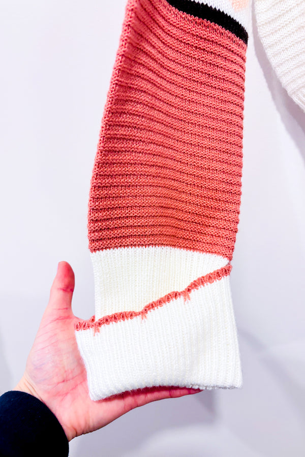 Chandail court rose et bleu en tricot avec coeurs (xl)-Ardene-La Penderie du Paradis 🕊