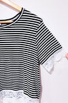 T-shirt court blanc et noir rayé (s)-Ardene-La Penderie du Paradis 🕊