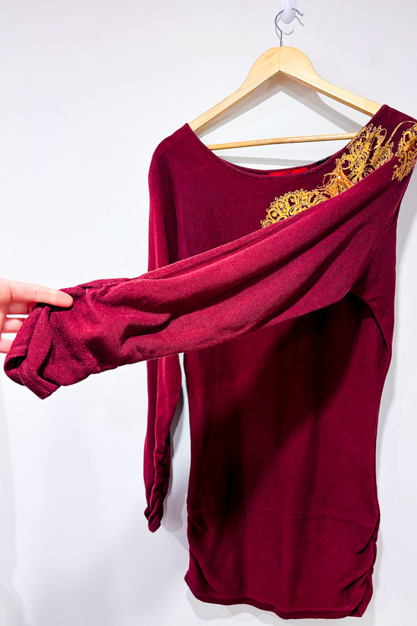 Tunique bourgogne et or en tricot (xs)-Enyce Jeans-La Penderie du Paradis 🕊