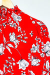 Haut fluide rouge fleuri à col haut (s)-Adrienne Vittadini-La Penderie du Paradis 🕊