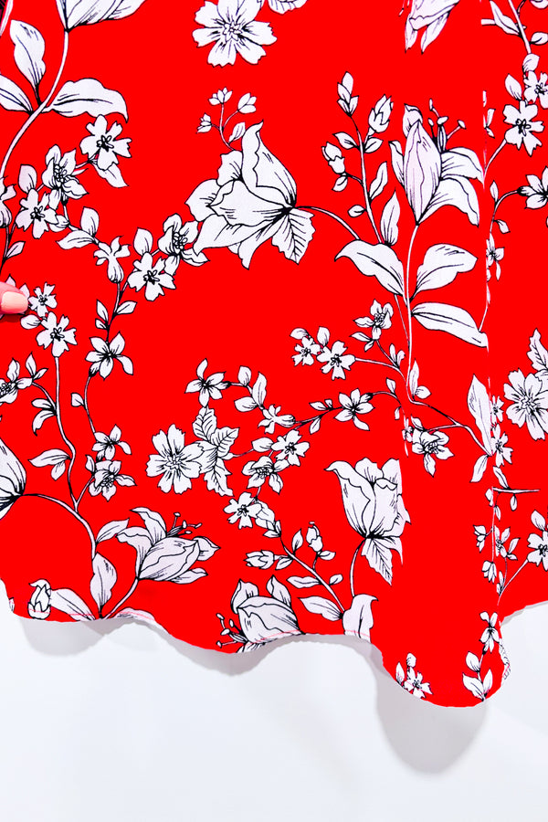 Haut fluide rouge fleuri à col haut (s)-Adrienne Vittadini-La Penderie du Paradis 🕊