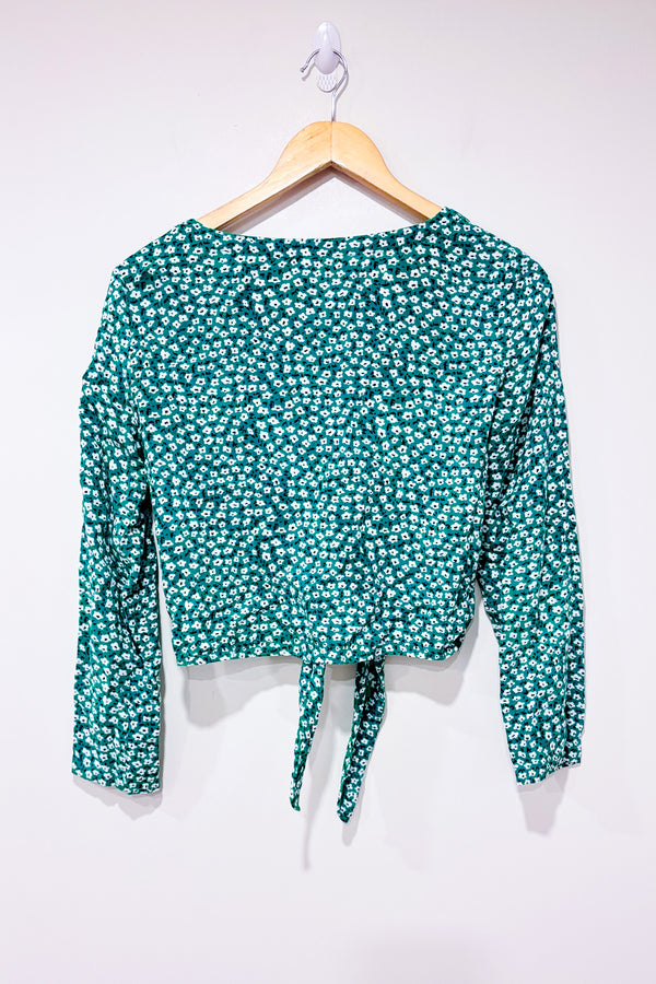 Blouse verte fleurie à nouer (s)-Simons-La Penderie du Paradis 🕊