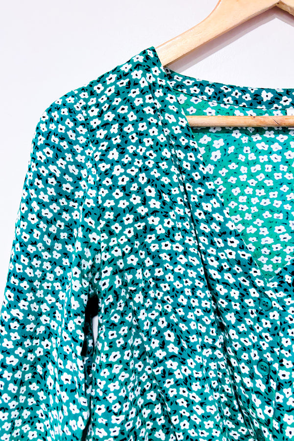 Blouse verte fleurie à nouer (s)-Simons-La Penderie du Paradis 🕊