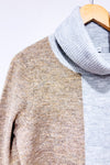 Chandail gris et brun en tricot à col roulé (m)-Reitmans-La Penderie du Paradis 🕊