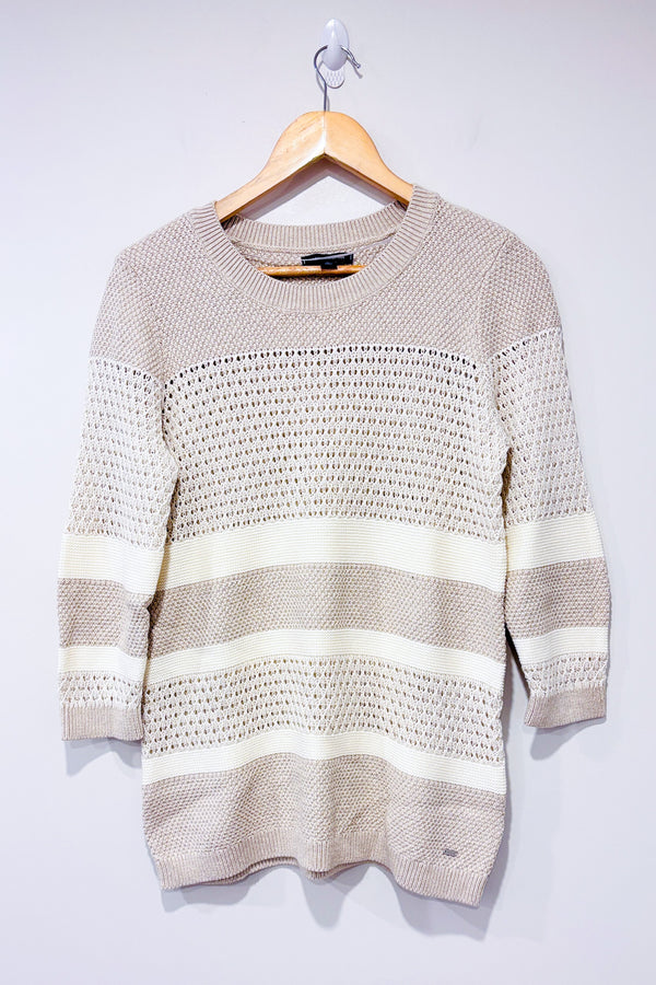 Chandail en tricot beige rayé (m)-Tommy Hilfiger-La Penderie du Paradis 🕊