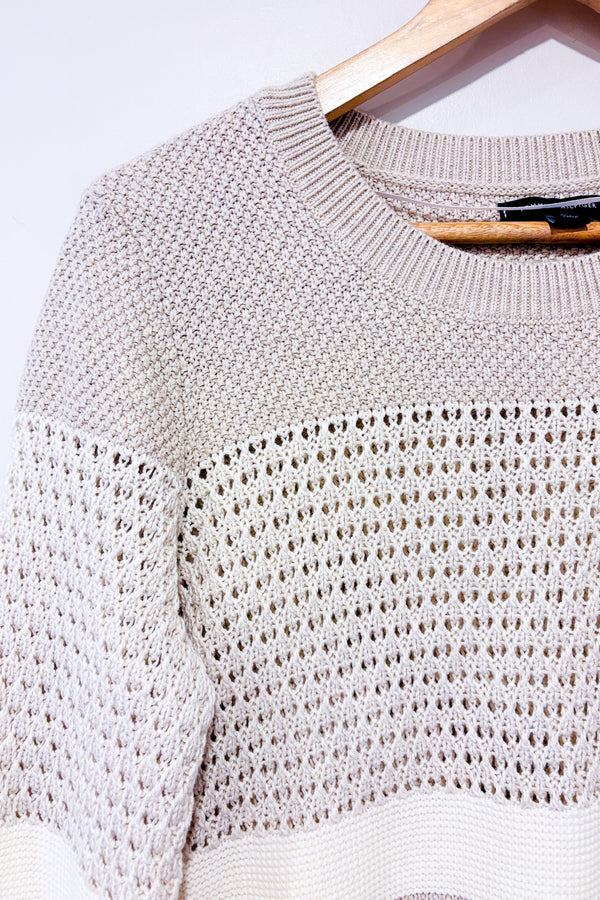 Chandail en tricot beige rayé (m)-Tommy Hilfiger-La Penderie du Paradis 🕊