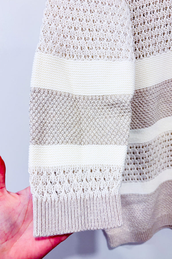 Chandail en tricot beige rayé (m)-Tommy Hilfiger-La Penderie du Paradis 🕊