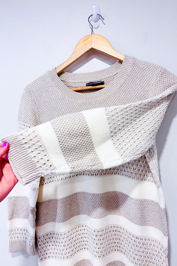 Chandail en tricot beige rayé (m)-Tommy Hilfiger-La Penderie du Paradis 🕊