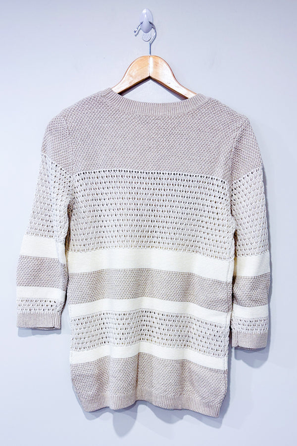 Chandail en tricot beige rayé (m)-Tommy Hilfiger-La Penderie du Paradis 🕊
