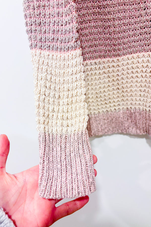 Chandail en tricot rose et gris rayé (s)-American Eagle-La Penderie du Paradis 🕊