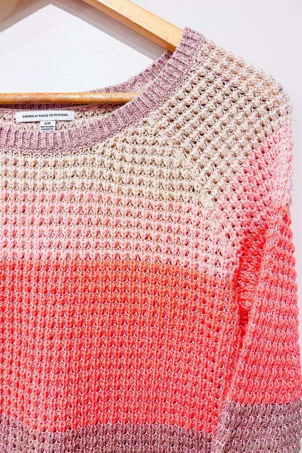 Chandail en tricot rose et gris rayé (s)-American Eagle-La Penderie du Paradis 🕊