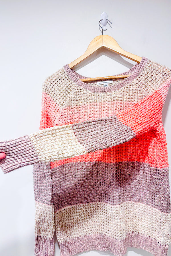 Chandail en tricot rose et gris rayé (s)-American Eagle-La Penderie du Paradis 🕊