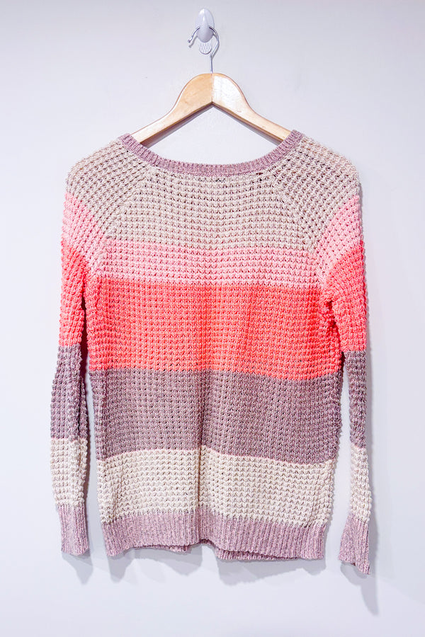 Chandail en tricot rose et gris rayé (s)-American Eagle-La Penderie du Paradis 🕊