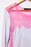 Chandail gris et rose avec dentelle (m)-BCBG Maxazria-La Penderie du Paradis 🕊
