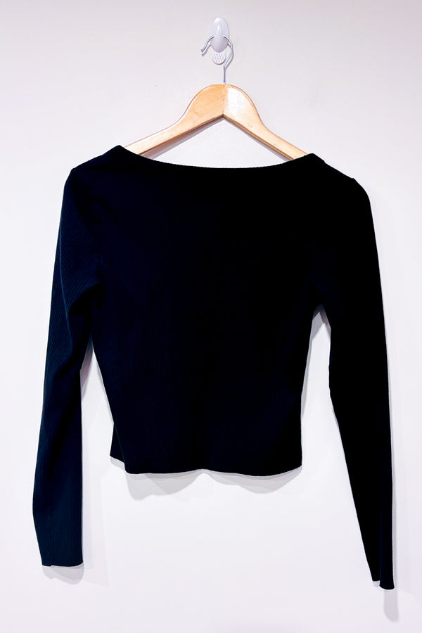Chandail court côtelé noir (m)-H&M-La Penderie du Paradis 🕊