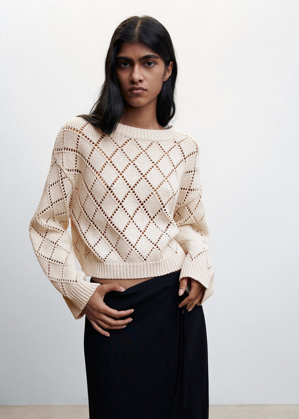 Haut court beige scintillant en tricot (s)-Mango-La Penderie du Paradis 🕊