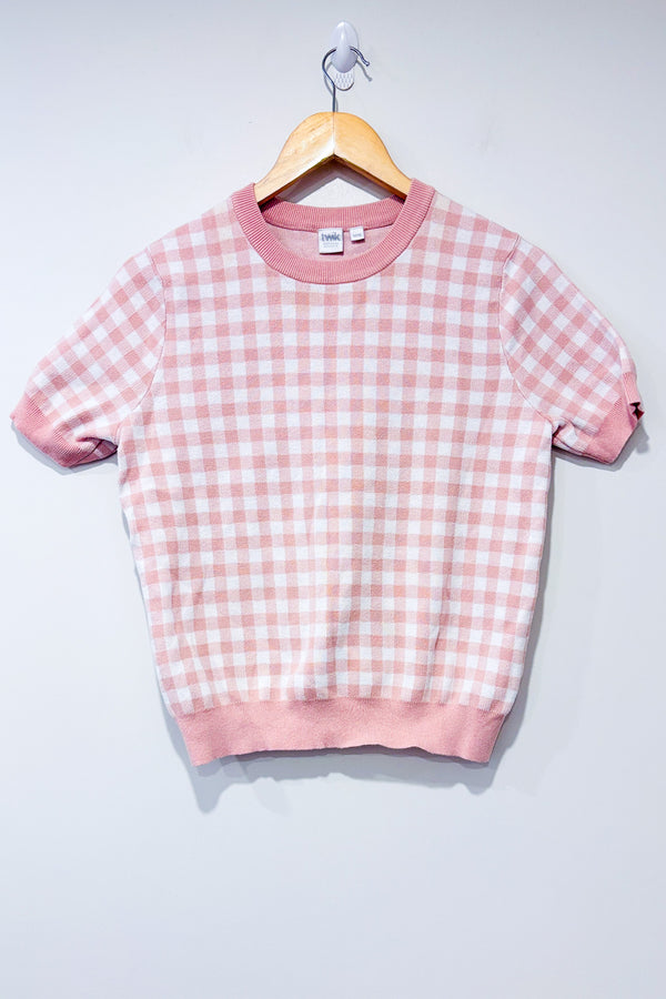 T-shirt rose à carreaux (m)-Simons-La Penderie du Paradis 🕊
