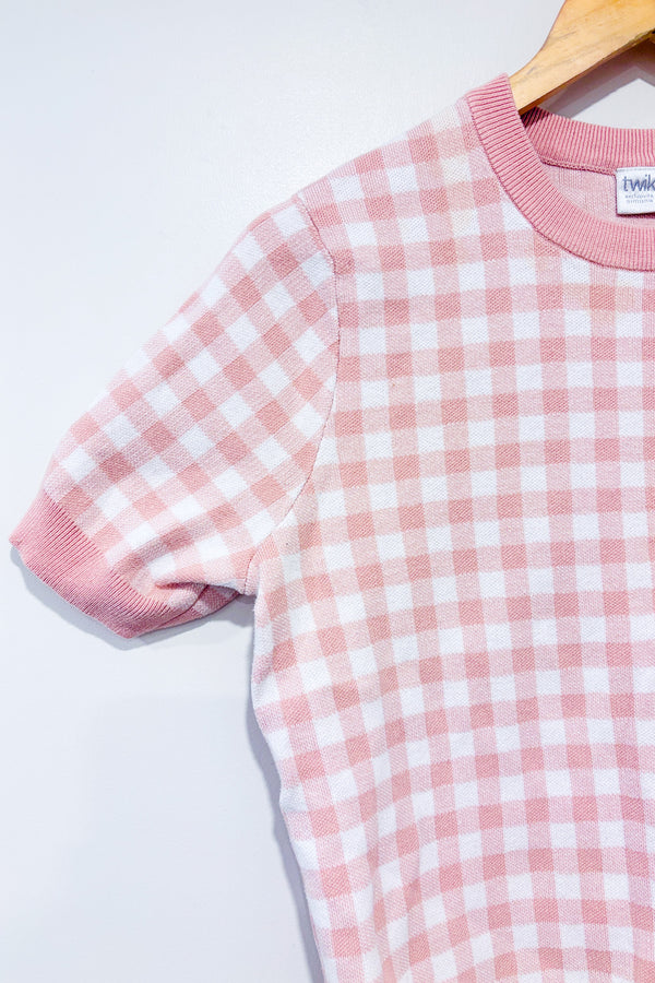 T-shirt rose à carreaux (m)-Simons-La Penderie du Paradis 🕊