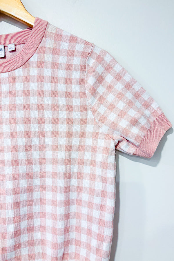 T-shirt rose à carreaux (m)-Simons-La Penderie du Paradis 🕊