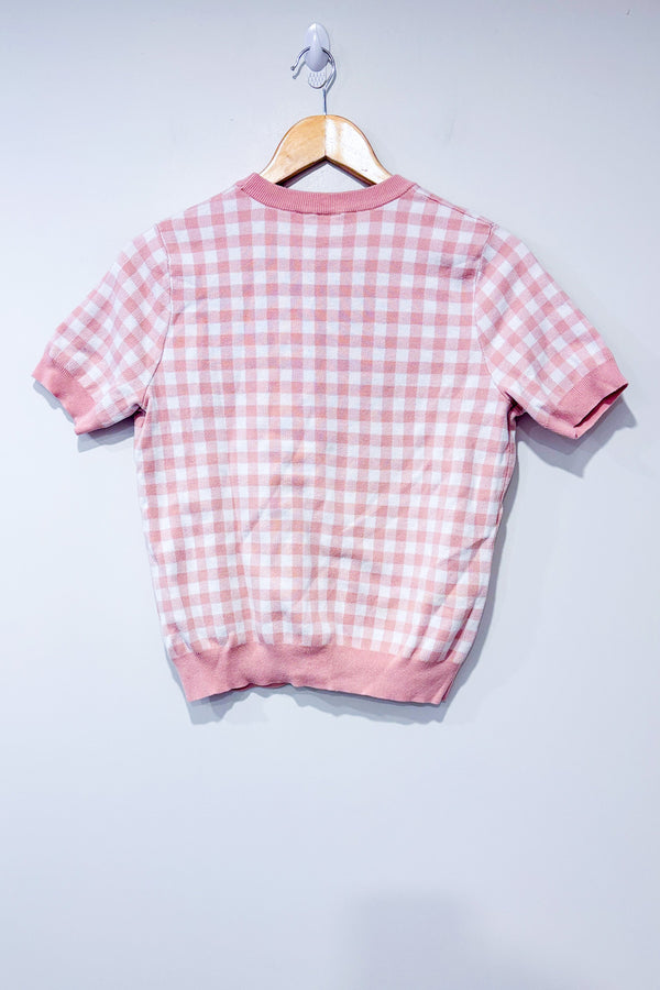 T-shirt rose à carreaux (m)-Simons-La Penderie du Paradis 🕊