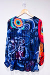 Chemisier bleu et rouge avec rayures scintillantes (s)-Desigual-La Penderie du Paradis 🕊