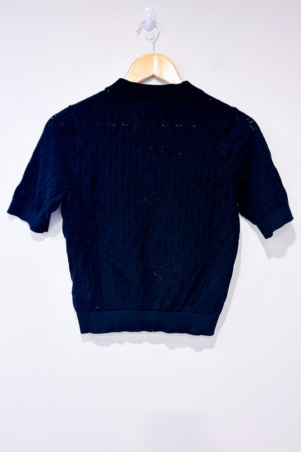 T-shirt court noir en tricot (m)-Simons-La Penderie du Paradis 🕊