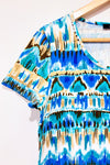 T-shirt vert et bleu à motifs (m)-Jones Studio-La Penderie du Paradis 🕊
