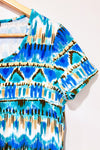 T-shirt vert et bleu à motifs (m)-Jones Studio-La Penderie du Paradis 🕊