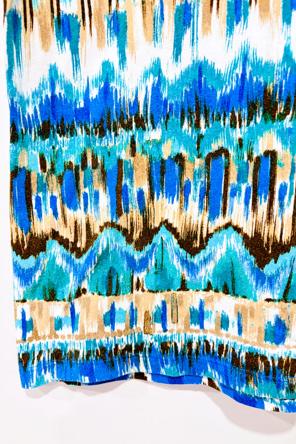 T-shirt vert et bleu à motifs (m)-Jones Studio-La Penderie du Paradis 🕊