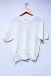 T-shirt crème en tricot avec fleurs en dentelle (m/l)-Autres-La Penderie du Paradis 🕊