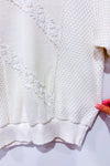 T-shirt crème en tricot avec fleurs en dentelle (m/l)-Autres-La Penderie du Paradis 🕊