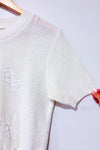 T-shirt crème en tricot avec fleurs en dentelle (m/l)-Autres-La Penderie du Paradis 🕊