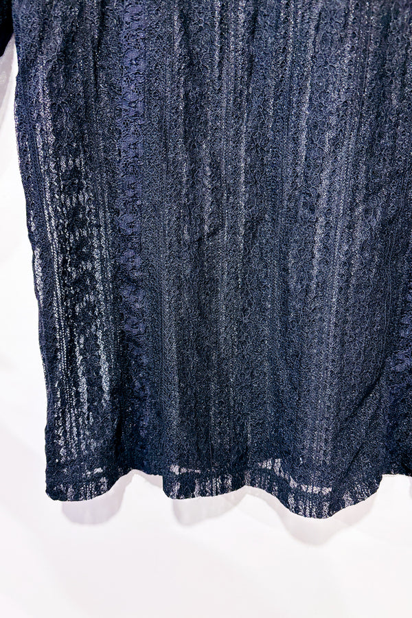 Haut transparent noir en maille fleurie à col haut (m)-Dynamite-La Penderie du Paradis 🕊