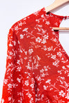 Blouse orange fleurie à nouer au dos (s)-Luna Palace-La Penderie du Paradis 🕊