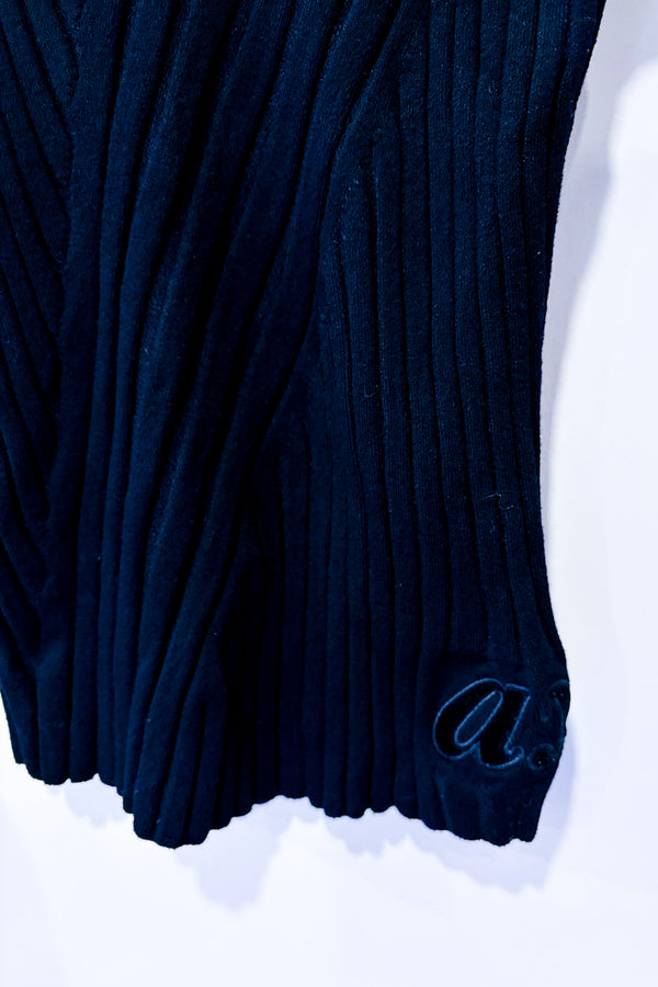 Chandail côtelé noir ajusté avec manches en velours (m)-Armani Exchange-La Penderie du Paradis 🕊