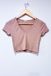 T-shirt coupé taupe côtelé (m)-Garage-La Penderie du Paradis 🕊