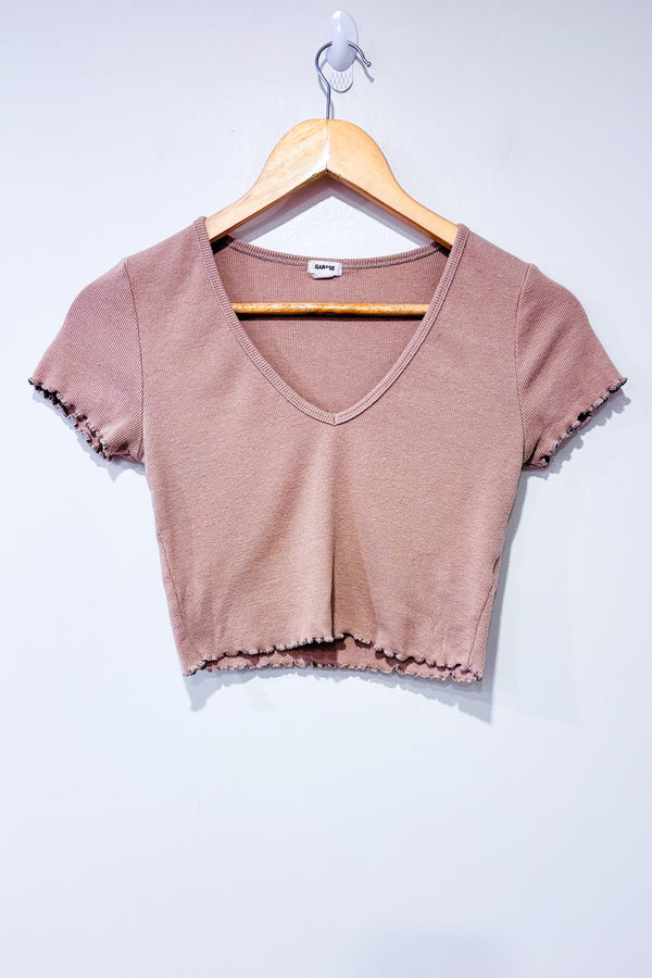 T-shirt coupé taupe côtelé (m)-Garage-La Penderie du Paradis 🕊