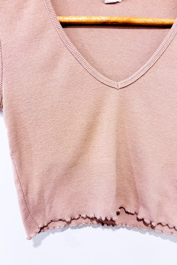 T-shirt coupé taupe côtelé (m)-Garage-La Penderie du Paradis 🕊