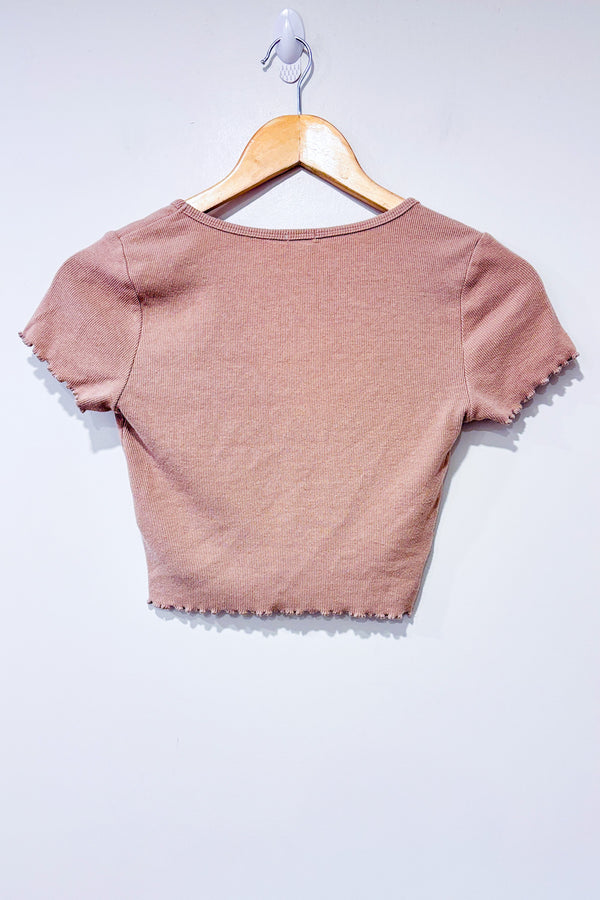 T-shirt coupé taupe côtelé (m)-Garage-La Penderie du Paradis 🕊