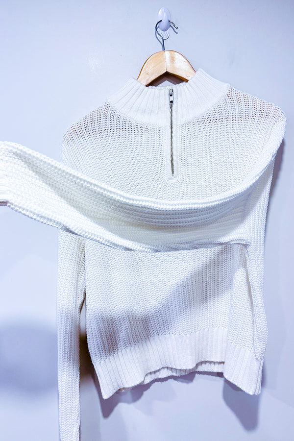 Chandail en tricot blanc à col haut (s)*-Simons-La Penderie du Paradis 🕊