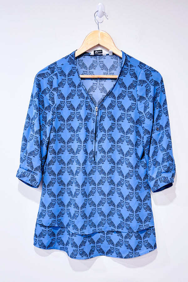 Blouse bleue avec hiboux (xs)-Reitmans-La Penderie du Paradis 🕊