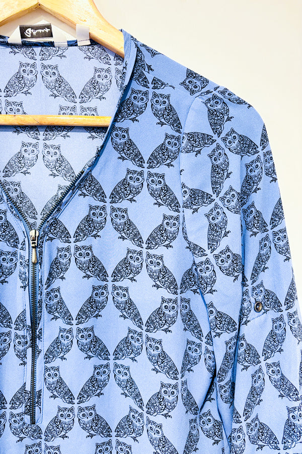 Blouse bleue avec hiboux (xs)-Reitmans-La Penderie du Paradis 🕊