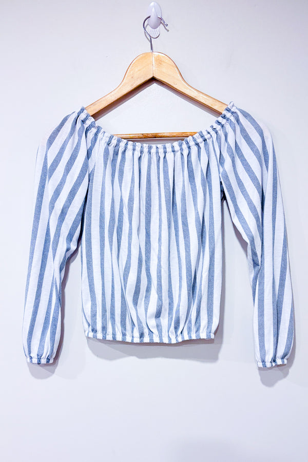 Haut blanc et bleu rayé avec épaules dénudées (xs)-Ardene-La Penderie du Paradis 🕊