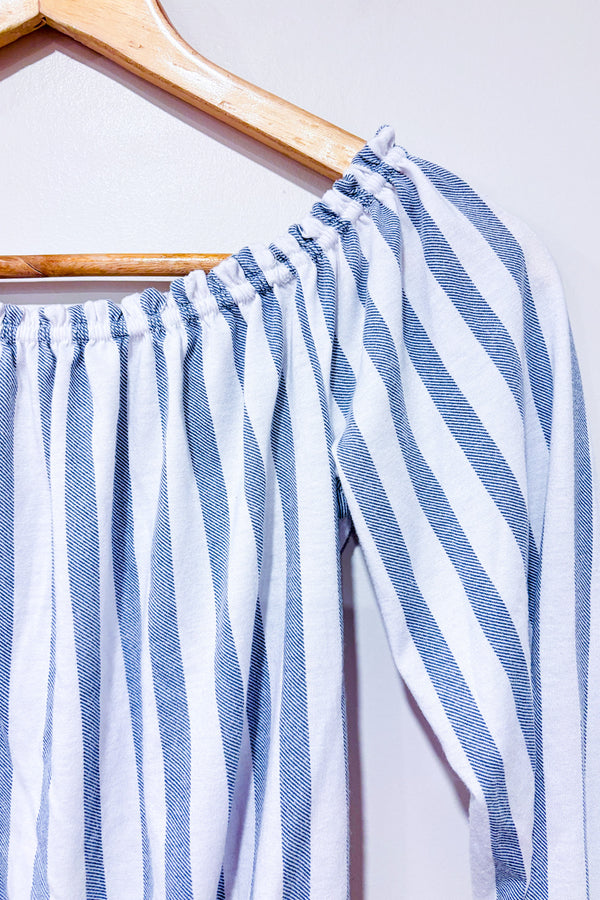 Haut blanc et bleu rayé avec épaules dénudées (xs)-Ardene-La Penderie du Paradis 🕊