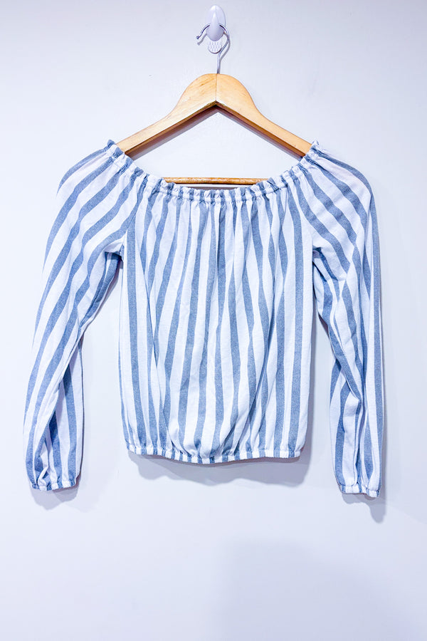 Haut blanc et bleu rayé avec épaules dénudées (xs)-Ardene-La Penderie du Paradis 🕊