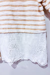 Chandail blanc et beige rayé avec broderie (m)-Simons-La Penderie du Paradis 🕊