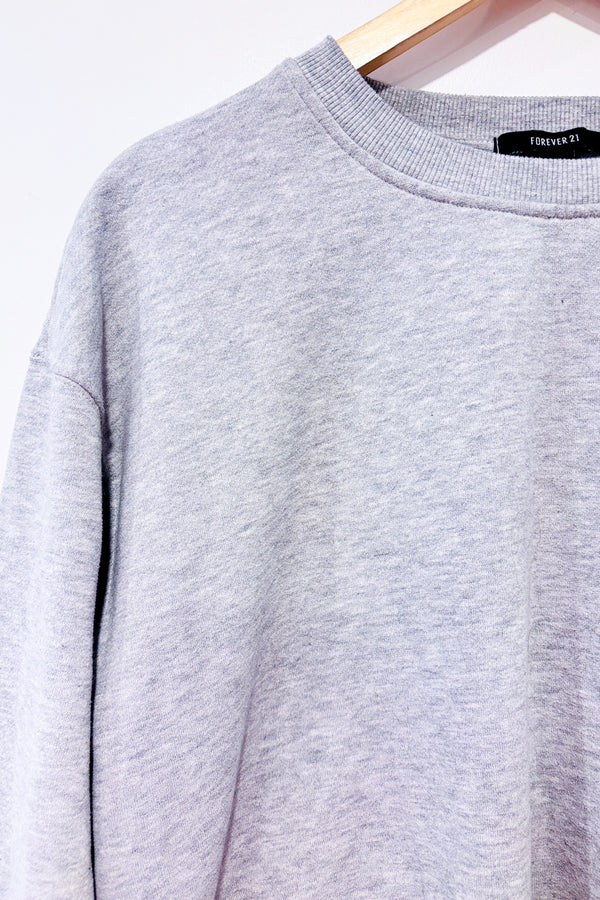 Chandail crewneck gris en coton ouaté (l)-Forever21-La Penderie du Paradis 🕊
